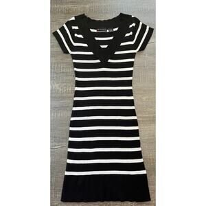 Body C Black and White Bodycon Dress - Size L